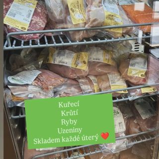 Každé úterý pro vás máme čerstvé maso a uzeniny přímo od farmářů: kuřecí, krůtí, ryby i lahodné uzeniny. Přijďte ochutnat...